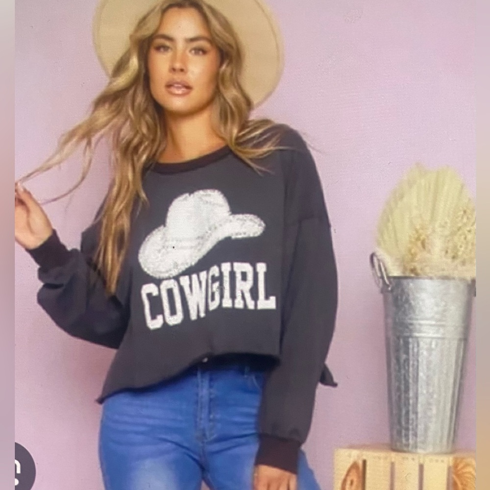 Peach Love California Black Cowgirl Sweatshirt